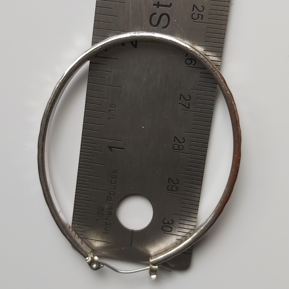 Polished hinged post round hoop earrings. See last pic for size - Picture 5 of 5